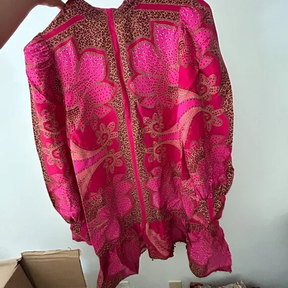 FARM Rio Pink floral scarf lenzing™ ecovero™ mini dress (BRAND NEW, Size S) - Picture 6 of 8